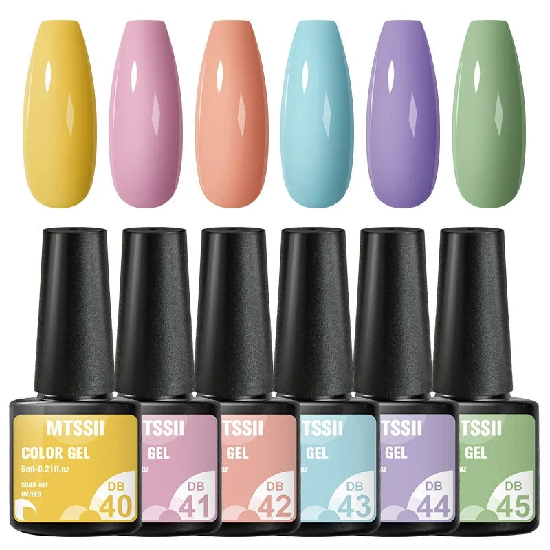 Mtssii 6-Delers Blå Glitter Gel Neglelakksett