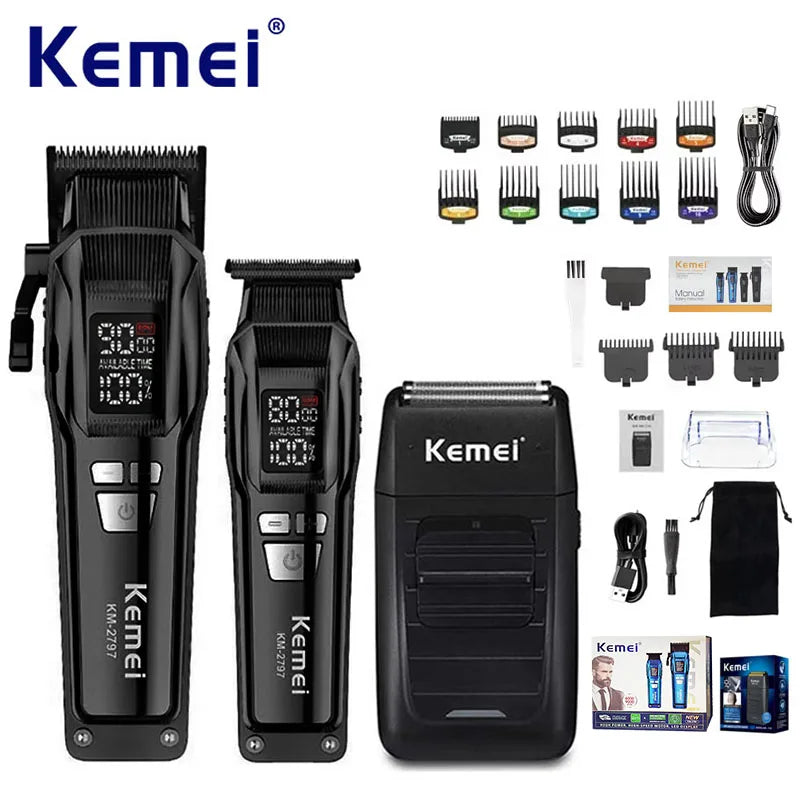 Kemei KM-2797 + KM-1102 Professional Hair Clipper Kit – kraft, presisjon og profesjonell finish hjemme