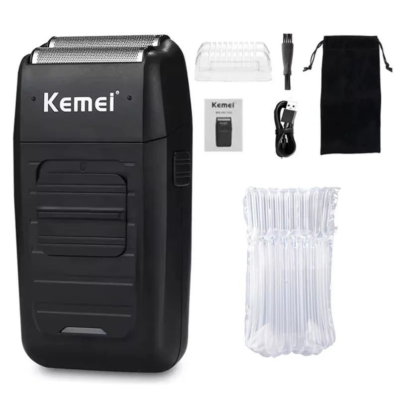 Kemei KM-2296 + KM-2299 + KM-1102 Professional Hair Clipper Kit – komplett trådløst klippesett for hår, skjegg og detaljer