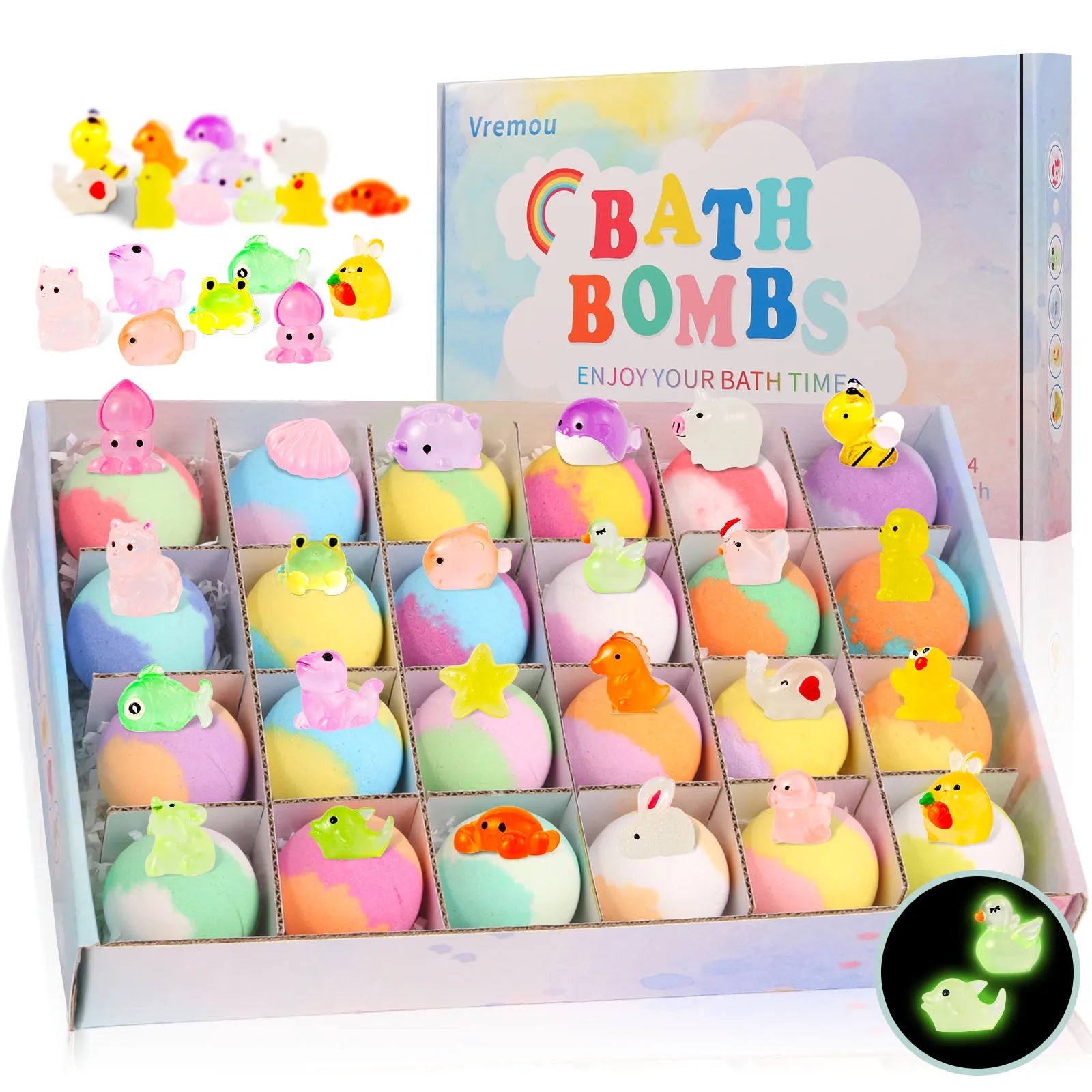Bath Bombs for Kids (24 stk) – Fargerike Badebomber med Overraskelse og Leker