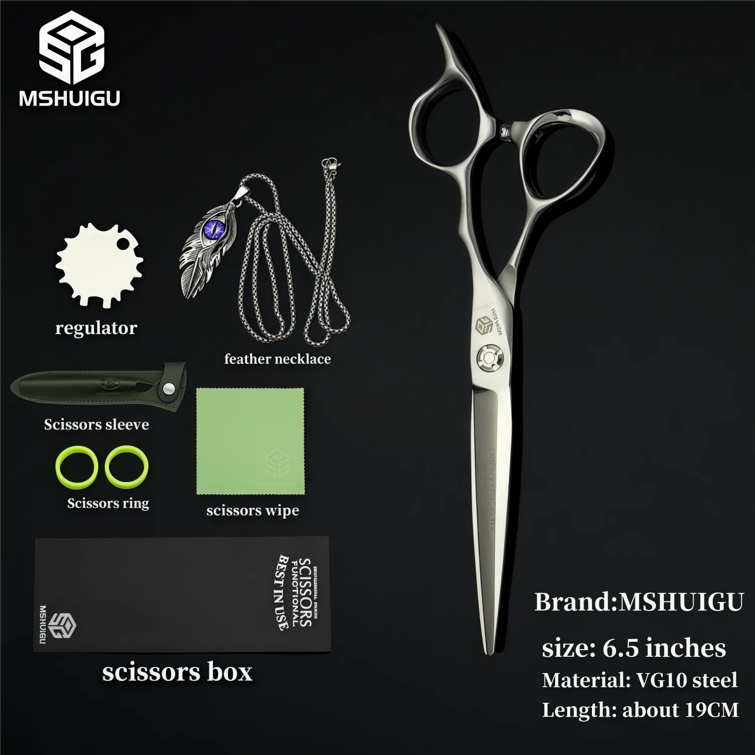 MSHUIGU VG10 Profesjonell Frisørsaks – Laser-Slipt Blad med 26 Tenner for Presis Tynning