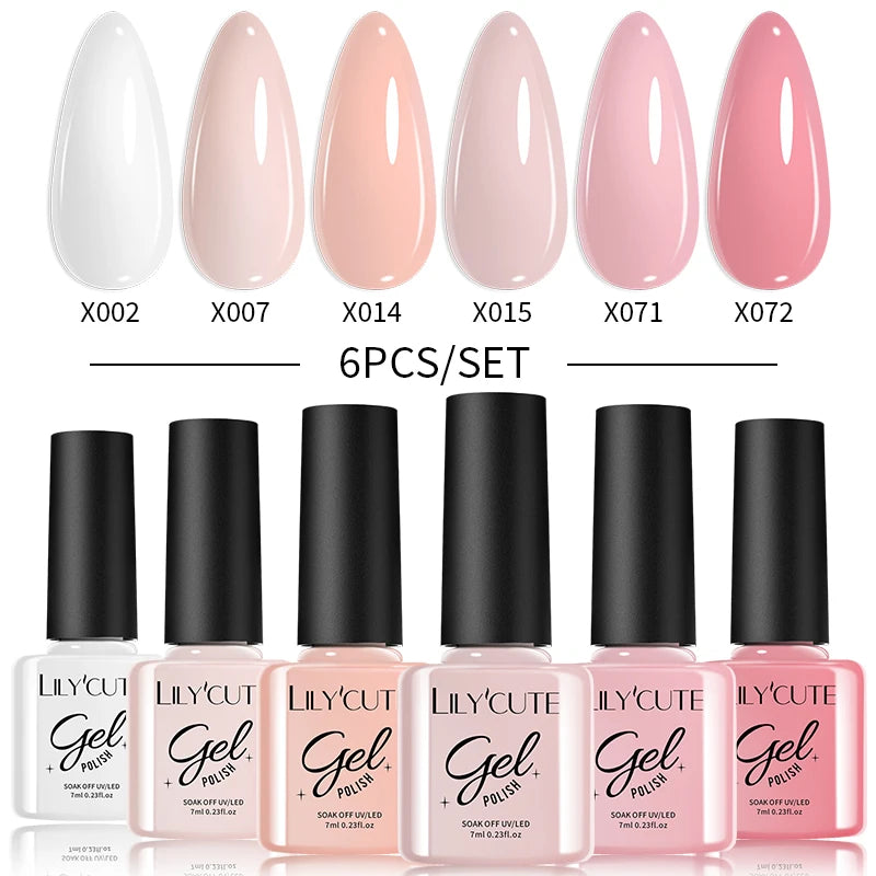 LILYCUTE 6-Delers Reflekterende Glitter Liner Gel Neglesett