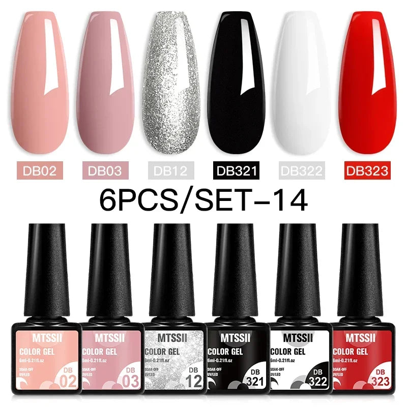 MTSSII 6-Delers Nude &amp; Brun Gel Neglelakksett