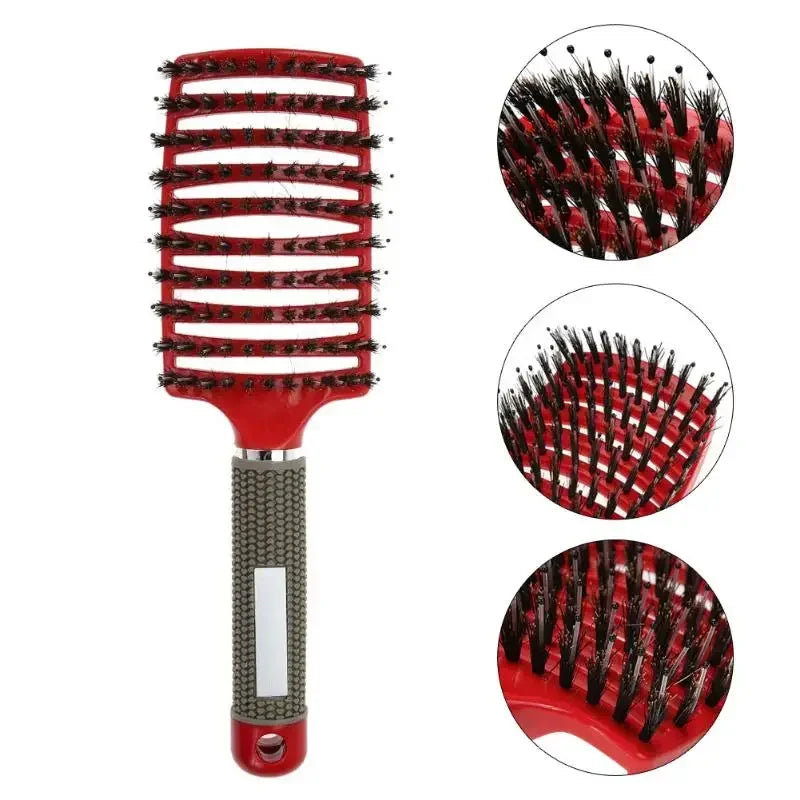 Nylon Bristle Scalp Massage Comb WetDry Use Curly Detangler Salon Hair Tool AntiStatic Design Styling Essential