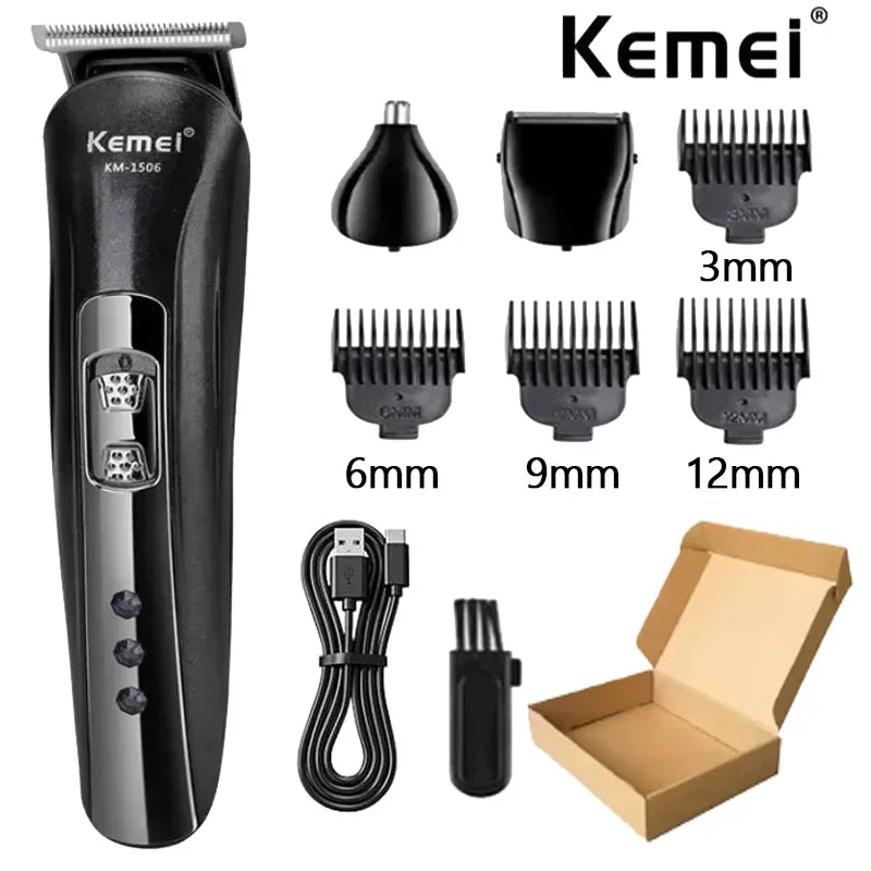 Kemei KM-PG809A + KM-1506 + KM-2024 Hair Clipper Kit – profesjonell presisjon og kraft for hår, skjegg og kropp