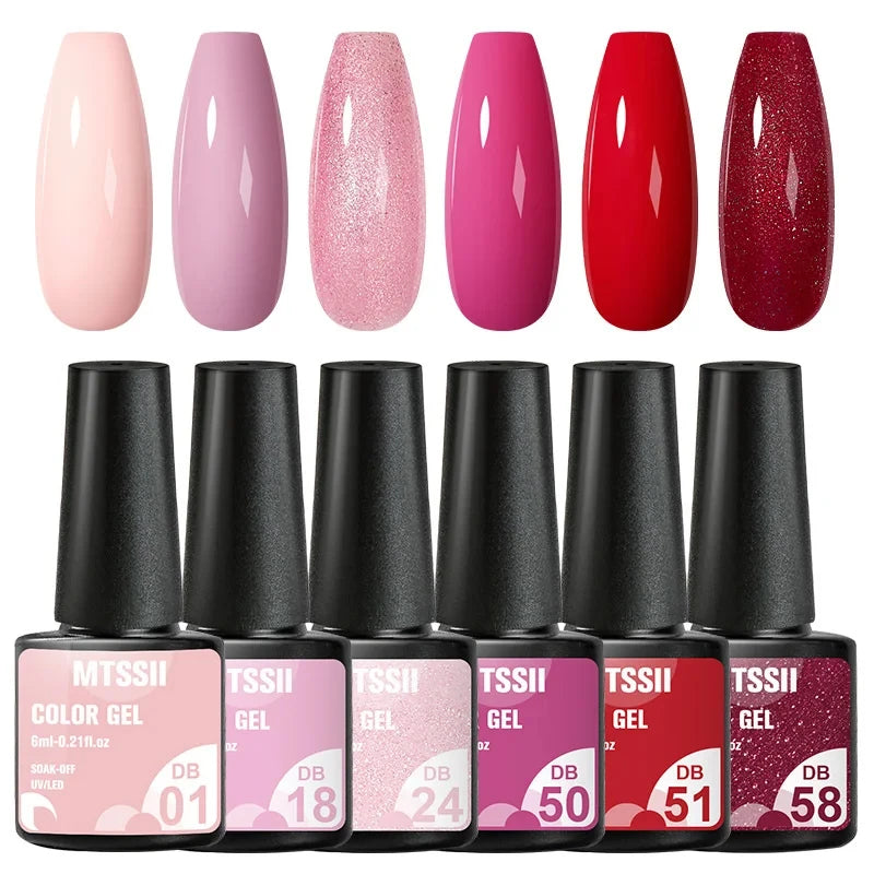 Mtssii 6-Delers Blå Glitter Gel Neglelakksett