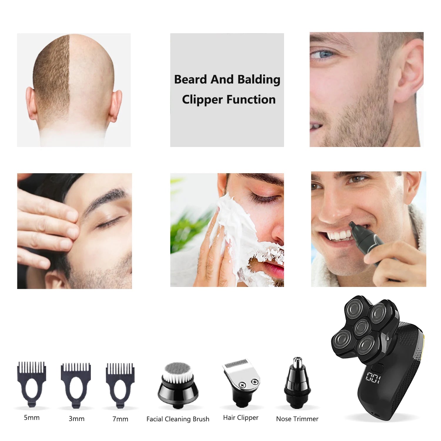 GENKO 5D Electric Head Shaver – presis, fleksibel og komfortabel barbering for menn