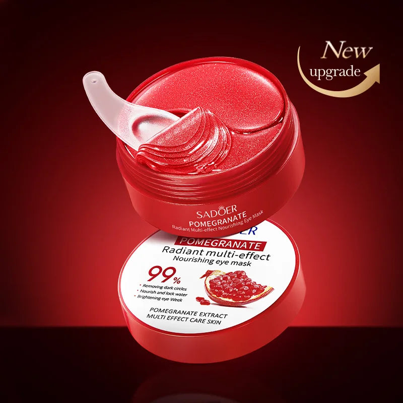 SADOER Red Pomegranate Collagen Eye Mask 60stk – Fasthet, Fukt og Frisk Glød Rundt Øynene