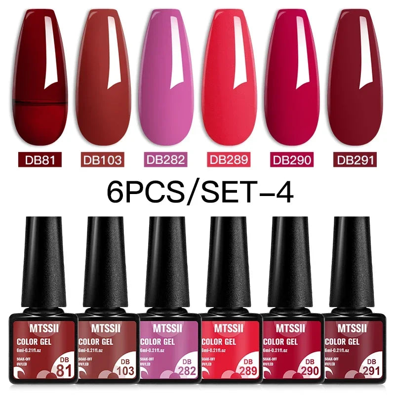 MTSSII 6-Delers Nude &amp; Brun Gel Neglelakksett