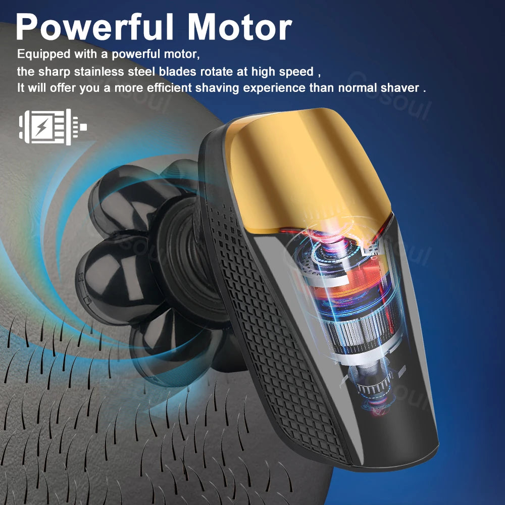 COSOUL V8 Elektrisk barbermaskin – kraftig 7D barbermaskin for hode og skjegg