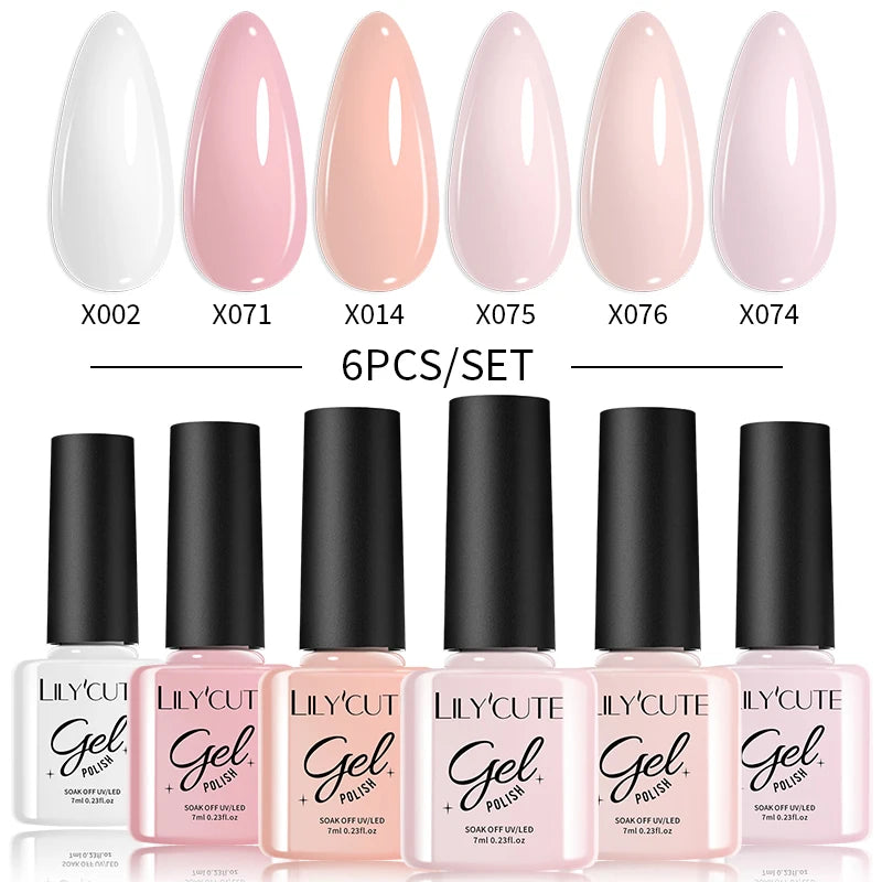 LILYCUTE 6-Delers Reflekterende Glitter Liner Gel Neglesett