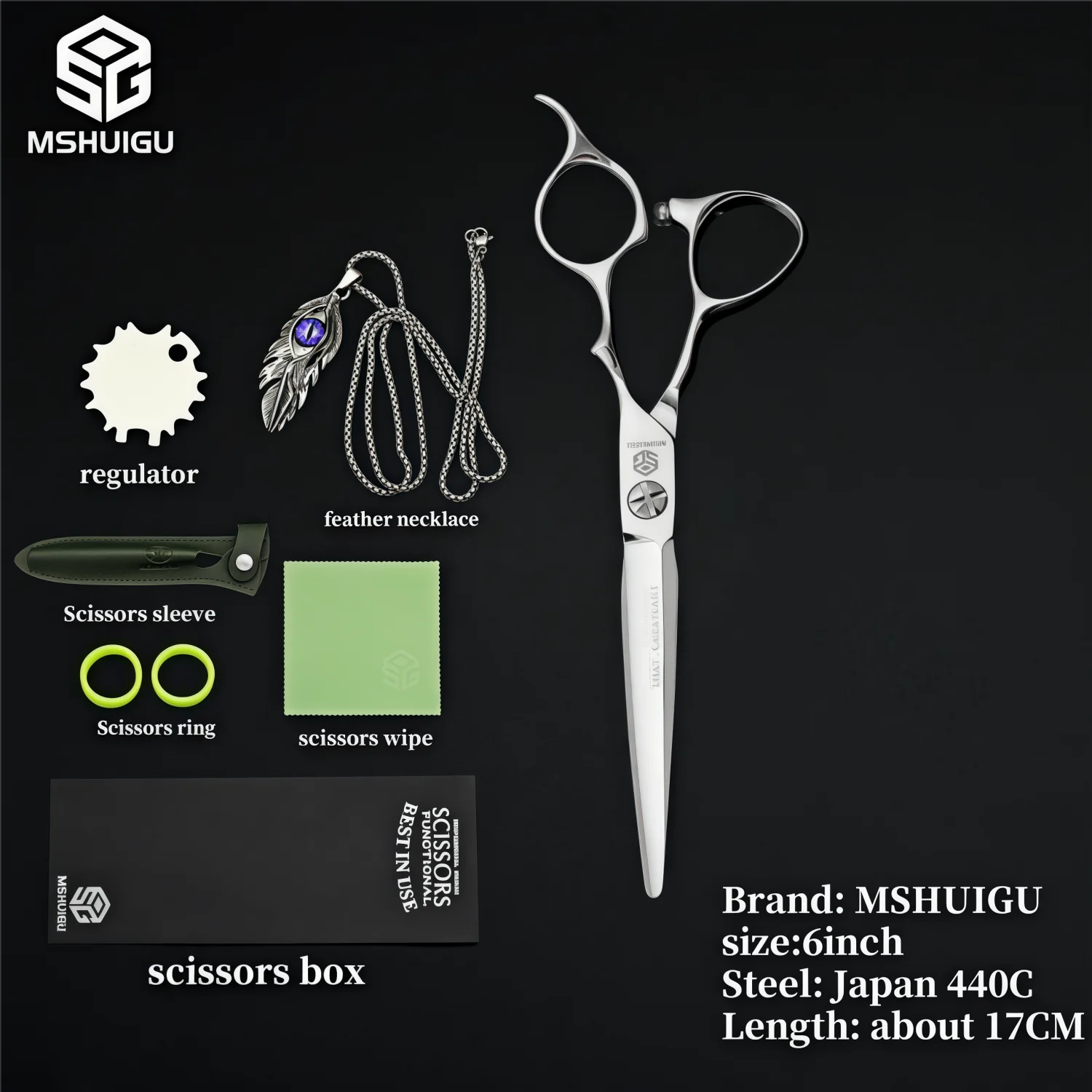 MSHUIGU VG10 Profesjonell Frisørsaks – Laser-Slipt Blad med 26 Tenner for Presis Tynning