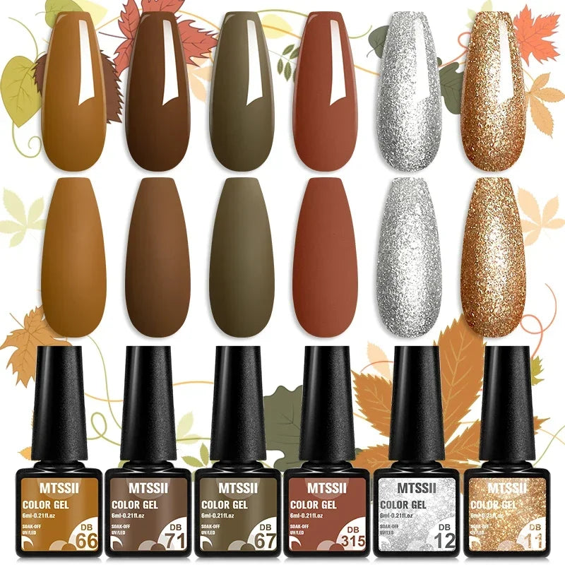 MTSSII 6-Delers Nude &amp; Brun Gel Neglelakksett