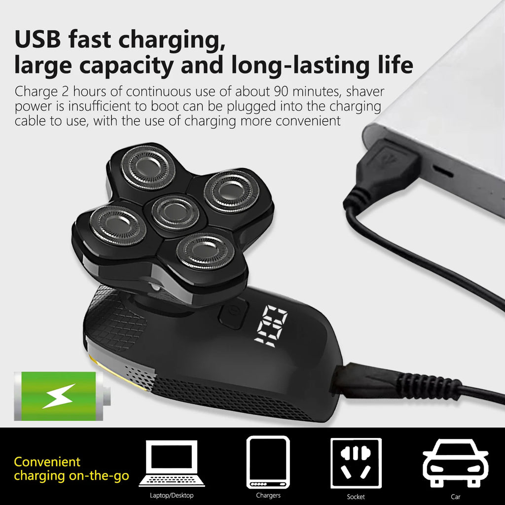 GENKO 5D Electric Head Shaver – presis, fleksibel og komfortabel barbering for menn