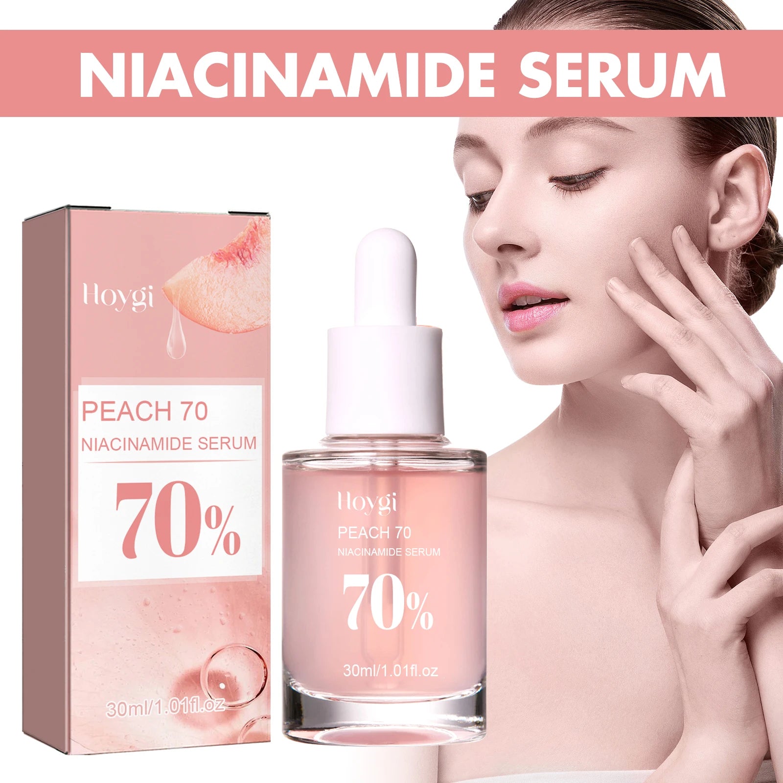 Hoygi Peach 70% Niacinamide Facial Serum – Glød, fukt og jevn hudtone med naturlig ferskenekstrakt