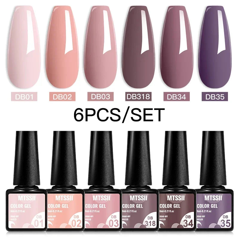 MTSSII 6-Delers Nude &amp; Brun Gel Neglelakksett