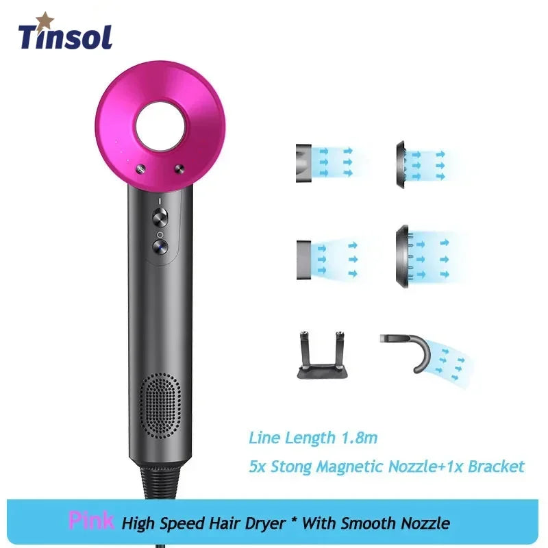 Bladfri Hårføner med Negativ Ioneteknologi – 110 000 RPM høyhastighetsmotor og magnetiske munnstykker