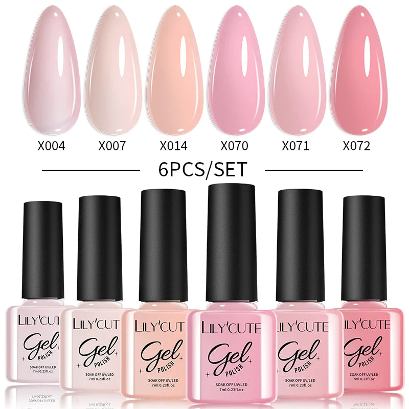 LILYCUTE 6-Delers Reflekterende Glitter Liner Gel Neglesett