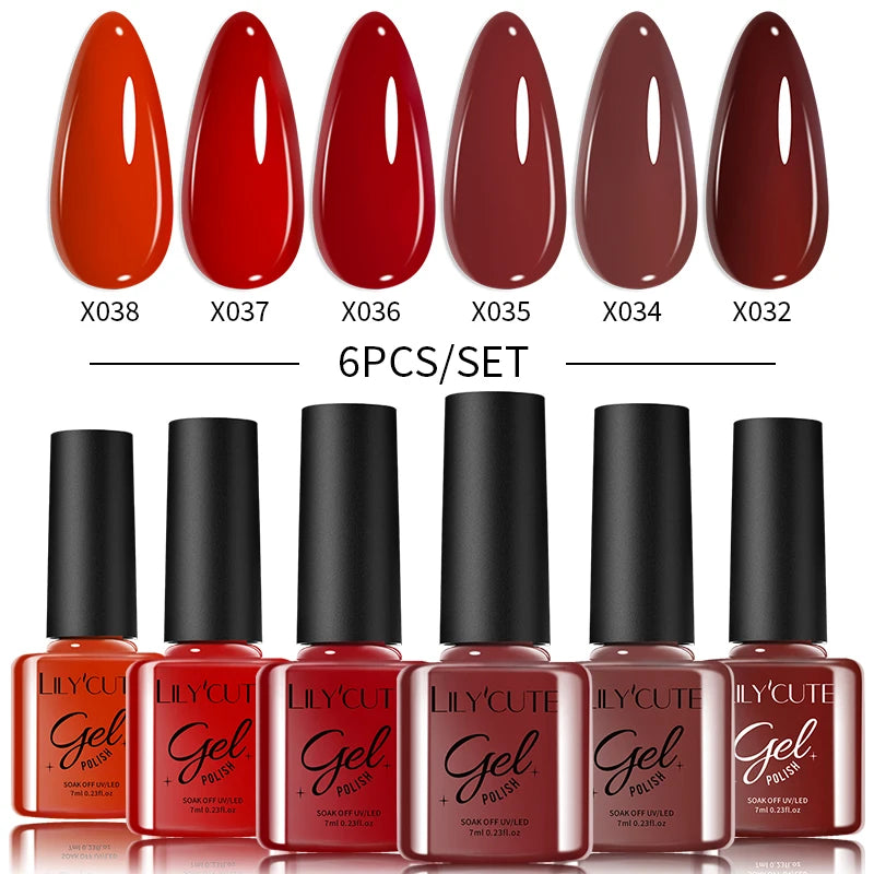 LILYCUTE 6-Delers Reflekterende Glitter Liner Gel Neglesett