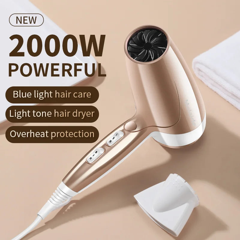 2000 W Hårføner – kraftig motor og negativ ioneteknologi for profesjonell styling