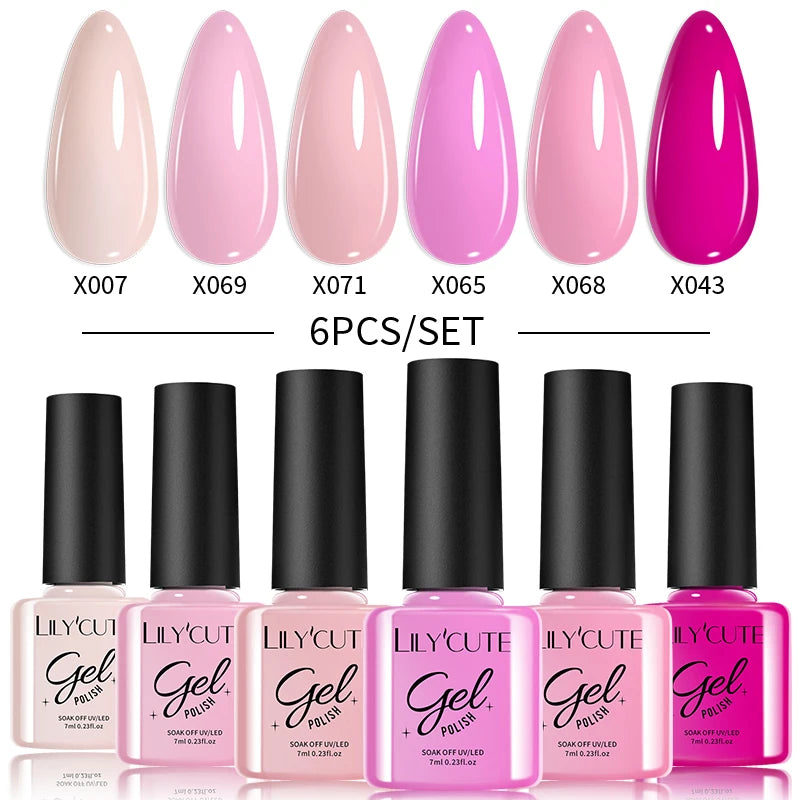 LILYCUTE 6-Delers Reflekterende Glitter Liner Gel Neglesett