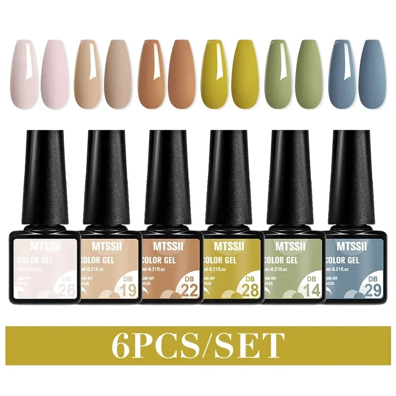 MTSSII 6-Delers Nude &amp; Brun Gel Neglelakksett