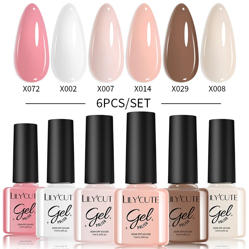 LILYCUTE 6-Delers Reflekterende Glitter Liner Gel Neglesett