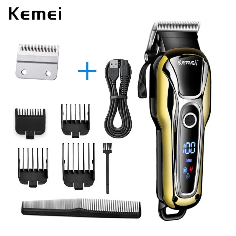 Kemei KM-1990 Hårklipper – Profesjonell, Kraftig og Presis med LCD-Display