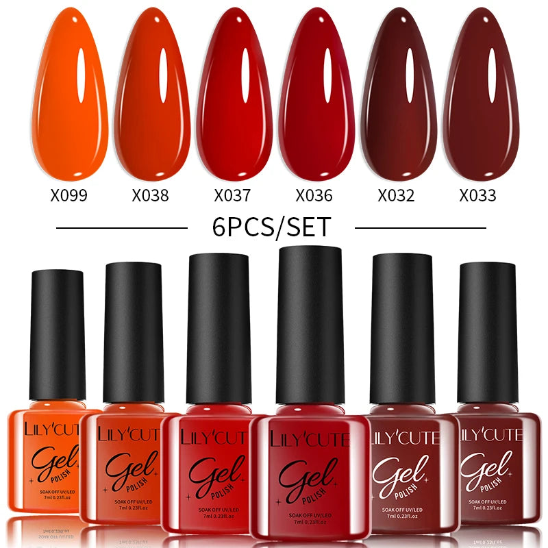 LILYCUTE 6-Delers Reflekterende Glitter Liner Gel Neglesett