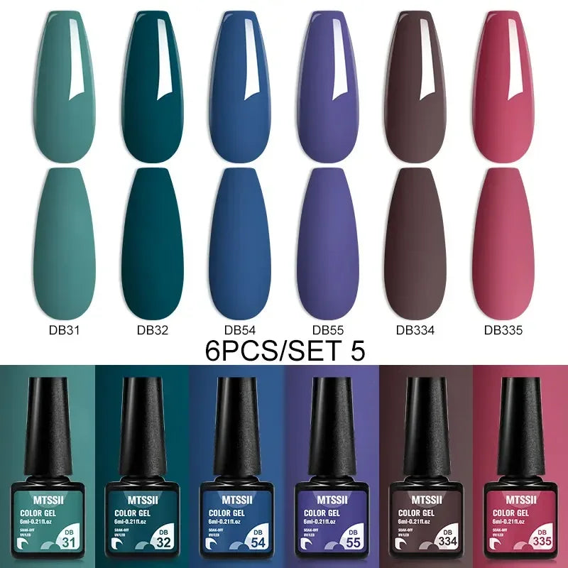 MTSSII 6-Delers Nude &amp; Brun Gel Neglelakksett