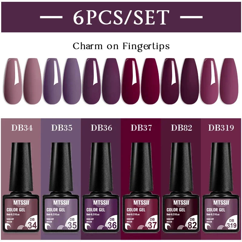 MTSSII 6-Delers Nude &amp; Brun Gel Neglelakksett