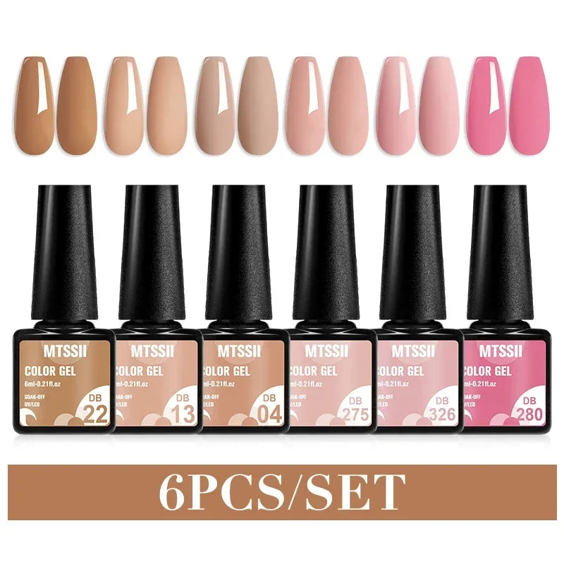 MTSSII 6-Delers Nude &amp; Brun Gel Neglelakksett