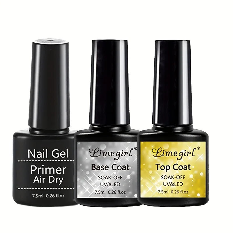Limegirl 2/3-Delers Neglelakksett – Base &amp; Top Coat UV/LED Clear Gel