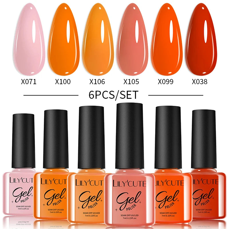 LILYCUTE 6-Delers Reflekterende Glitter Liner Gel Neglesett