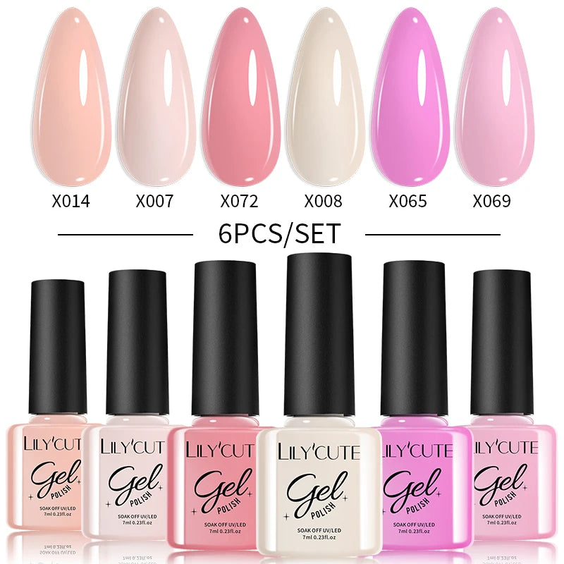 LILYCUTE 6-Delers Reflekterende Glitter Liner Gel Neglesett