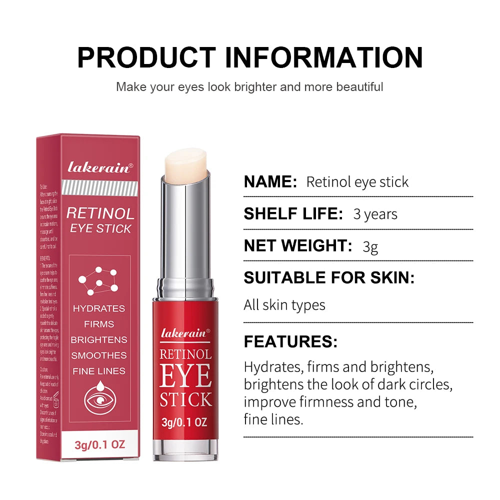 Lakerain Retinol Eye Cream Stick – Mot Mørke Ringer, Hevelser og Fine Linjer (3g)
