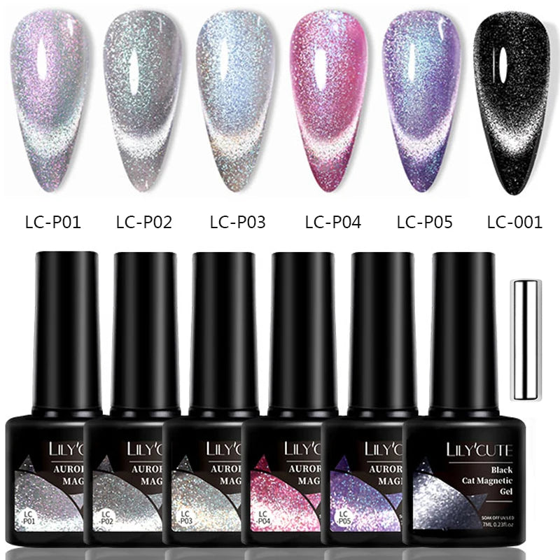 LILYCUTE 6-Delers Cat Eye Gel Neglelakksett