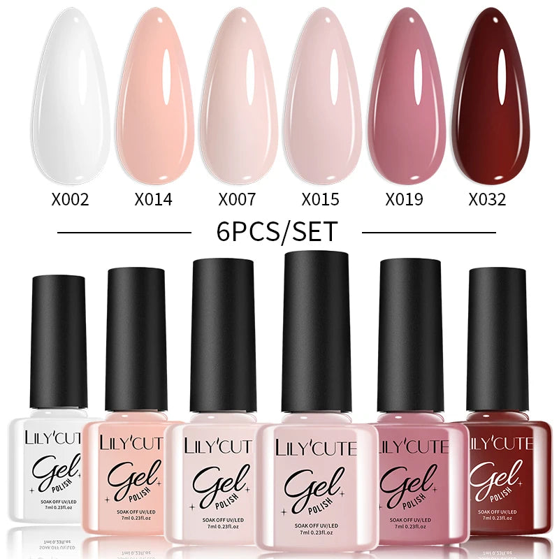 LILYCUTE 6-Delers Reflekterende Glitter Liner Gel Neglesett