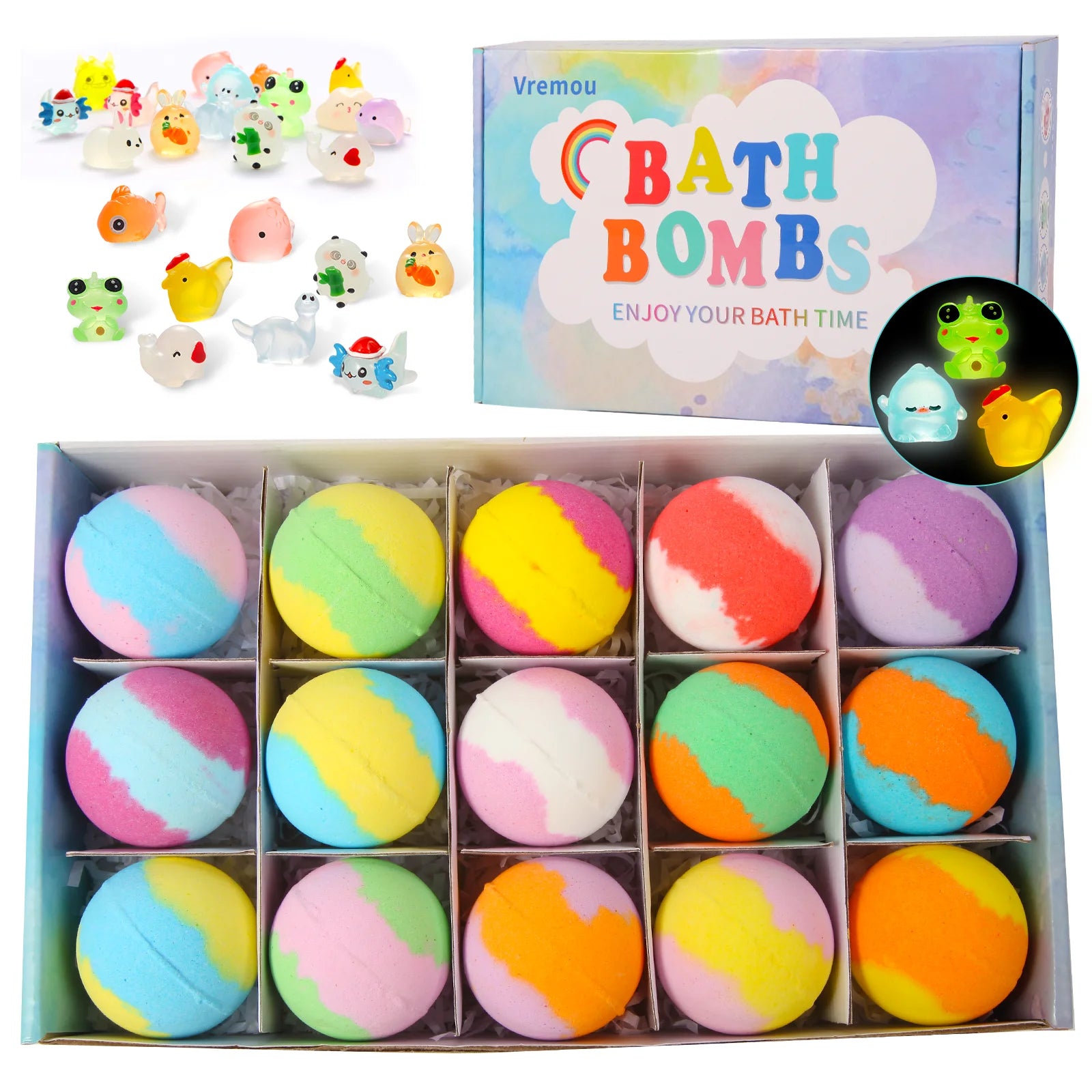 Bath Bombs for Kids (24 stk) – Fargerike Badebomber med Overraskelse og Leker