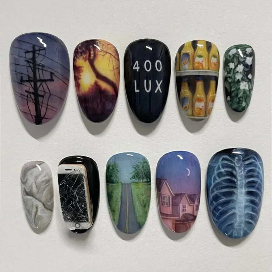 YADORNOS 24-Delers Blomsterdesign Press-On Negler