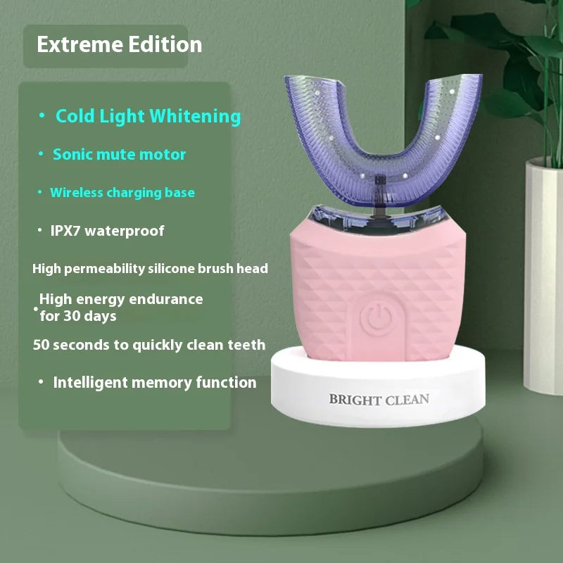 360° Automatisk Elektrisk Tannbørste for Voksne – Ultrasonisk, Vanntett og Trådløs Lading