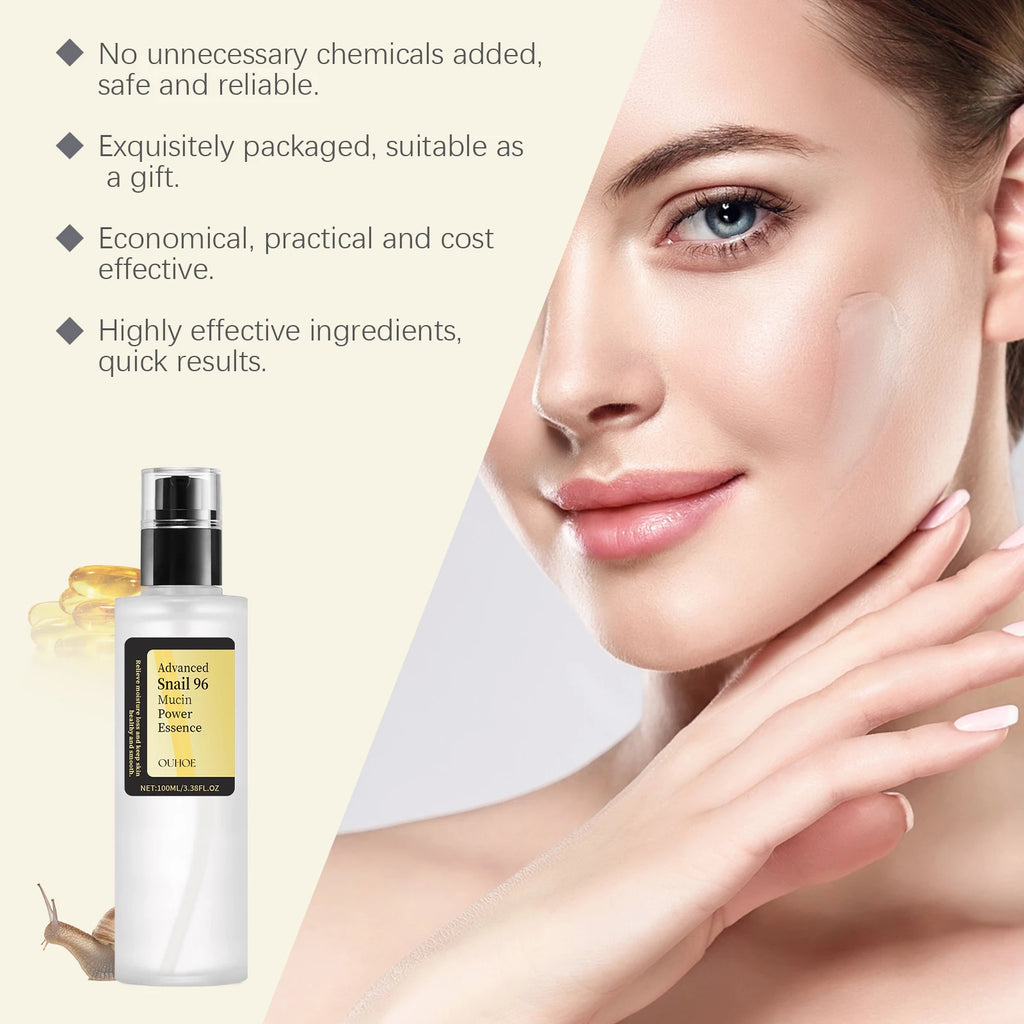 Snail Mucin Essence 100 ml – Intens fukt og naturlig glød for tørr og livløs hud