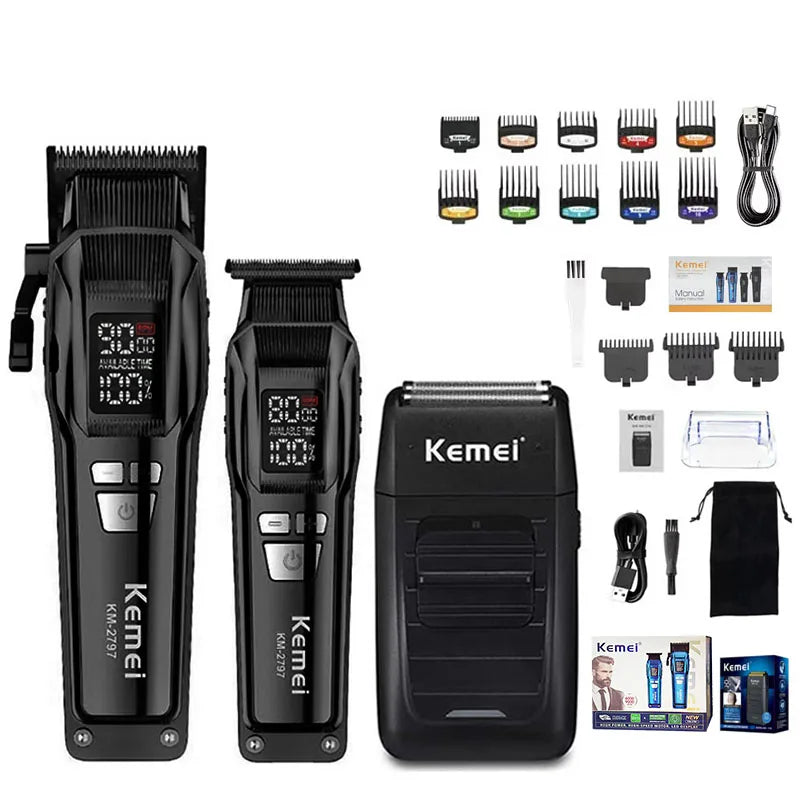 Kemei KM-2797 + KM-1102 Professional Hair Clipper Kit – kraft, presisjon og profesjonell finish hjemme