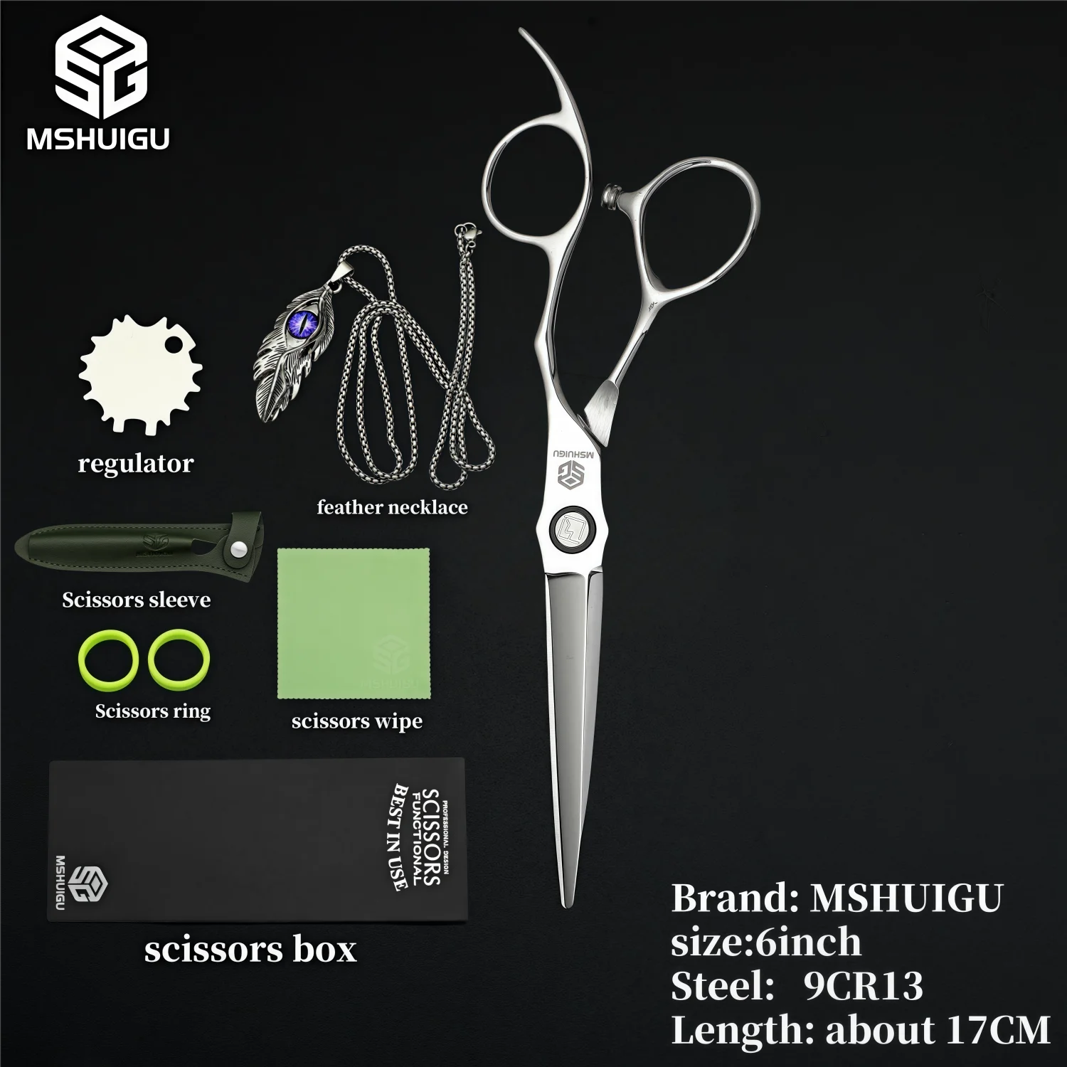 MSHUIGU VG10 Profesjonell Frisørsaks – Laser-Slipt Blad med 26 Tenner for Presis Tynning