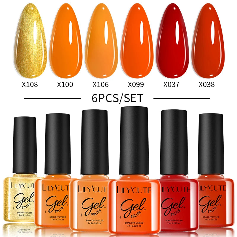 LILYCUTE 6-Delers Reflekterende Glitter Liner Gel Neglesett