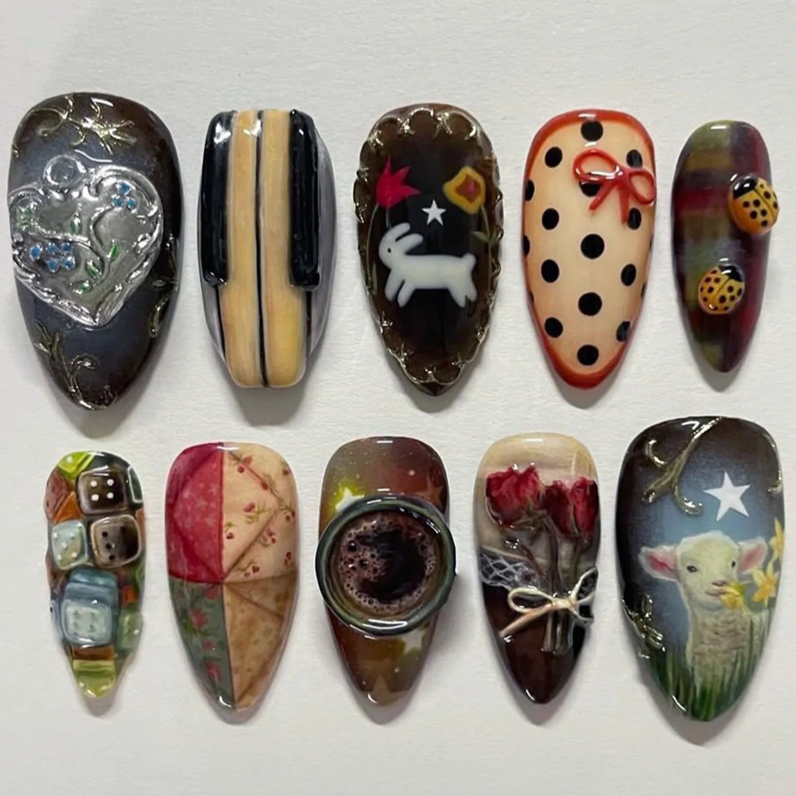 YADORNOS 24-Delers Blomsterdesign Press-On Negler