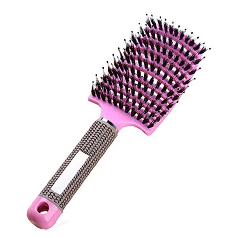 Nylon Bristle Scalp Massage Comb WetDry Use Curly Detangler Salon Hair Tool AntiStatic Design Styling Essential