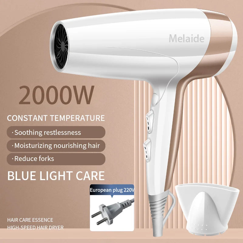 2000 W Hårføner – kraftig motor og negativ ioneteknologi for profesjonell styling