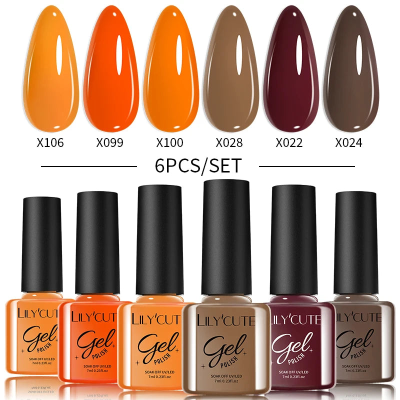 LILYCUTE 6-Delers Reflekterende Glitter Liner Gel Neglesett