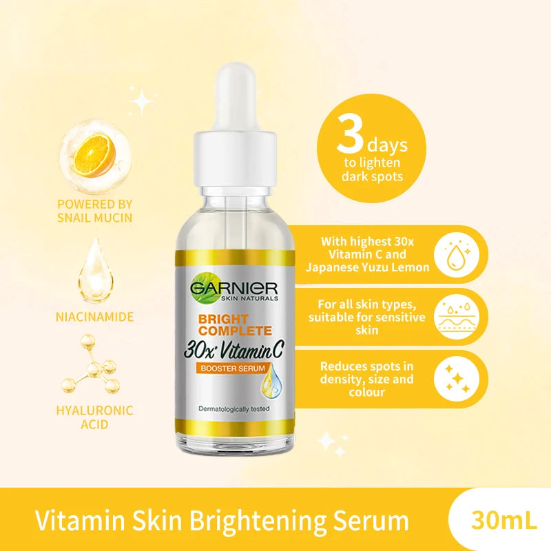 Garnier Bright Complete Vitamin C &amp; Niacinamide Booster Serum 30ml – Glød, Jevn Hudtone og Reduksjon av Urenheter